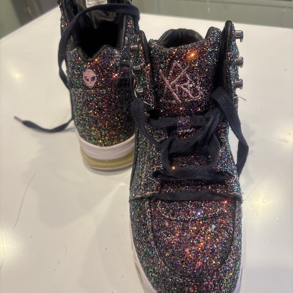 YRU Sparkle Black Multicolor Sneakers - Picture 4 of 9
